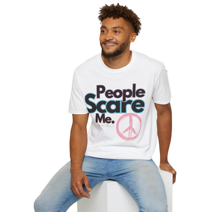 People Scare Me Unisex Softstyle T-Shirt- Peace Sign