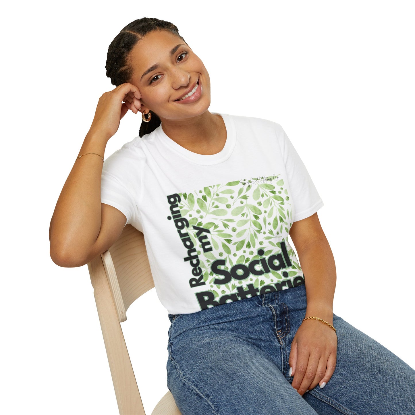 Recharging my Social Batteries Unisex Softstyle T-Shirt- Floral