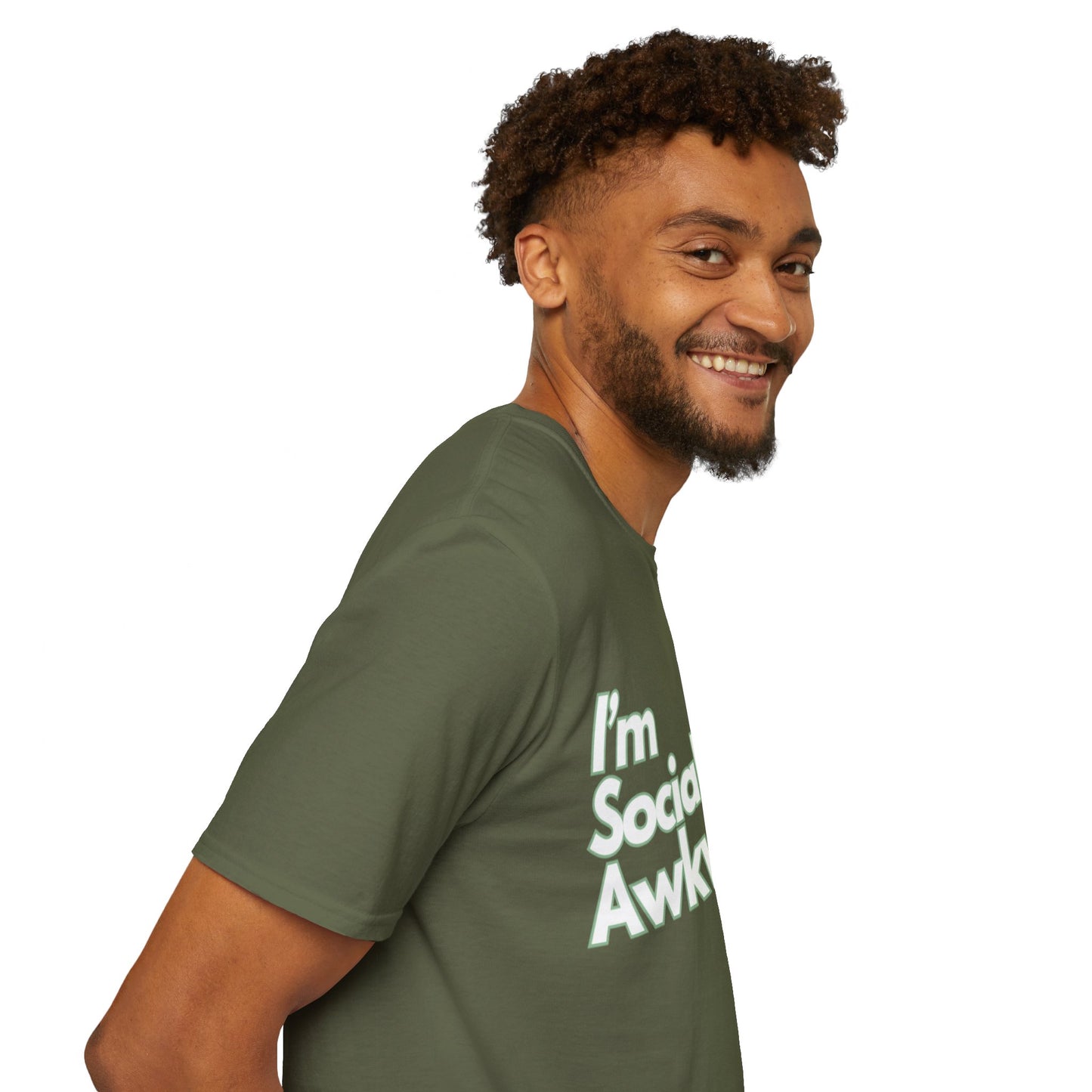 I'm Socially Awkward Unisex Softstyle T-Shirt-Logo White