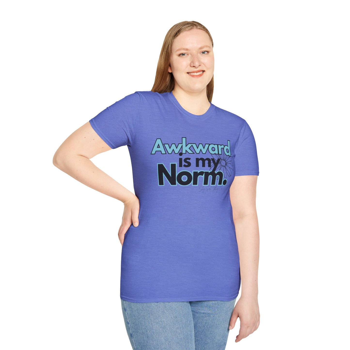 Awkward is my Norm Blue Unisex Softstyle T-Shirt- Floral