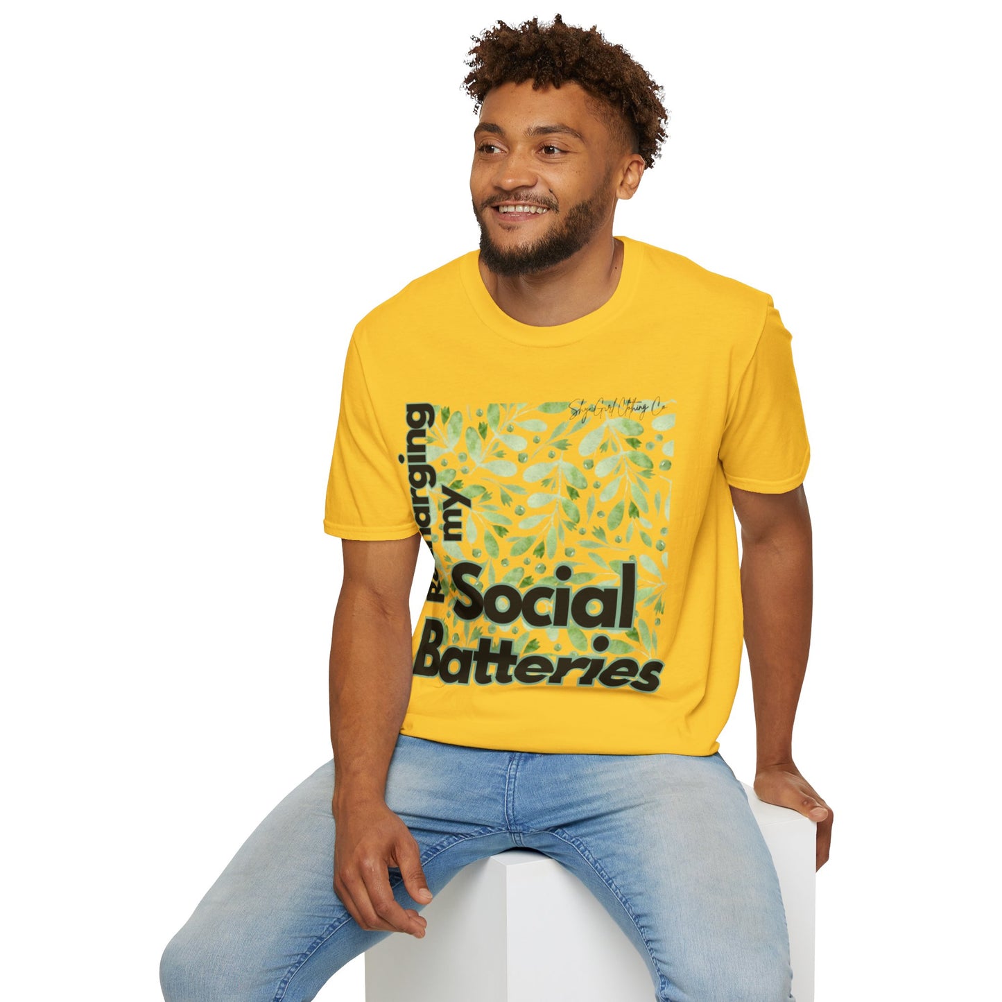 Recharging my Social Batteries Unisex Softstyle T-Shirt- Floral