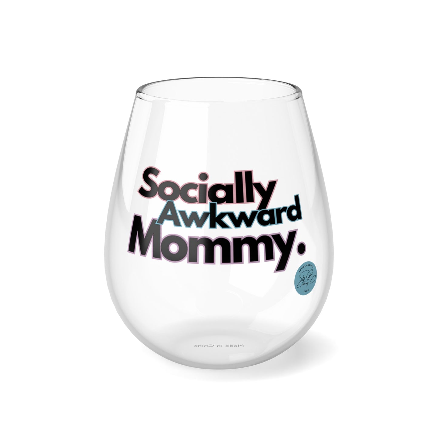 Socially Awkward Mommy Stemless Wine Glass, 11.75oz