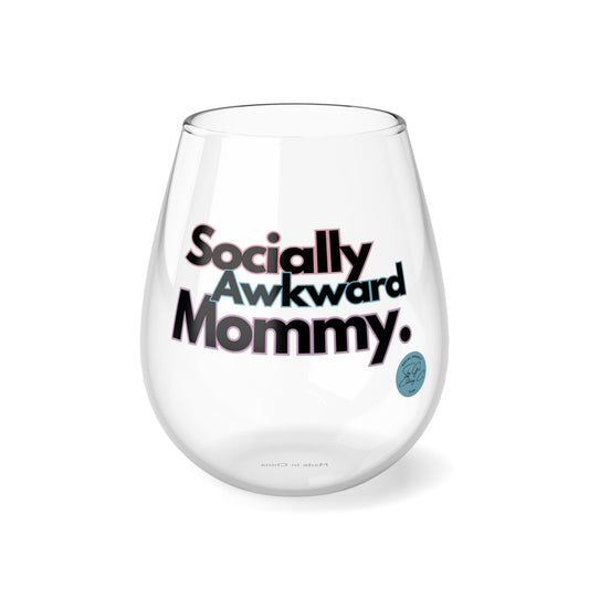 Socially Awkward Mommy Stemless Wine Glass, 11.75oz