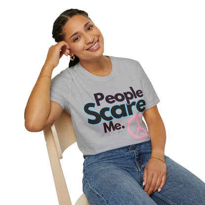 People Scare Me Unisex Softstyle T-Shirt- Peace Sign