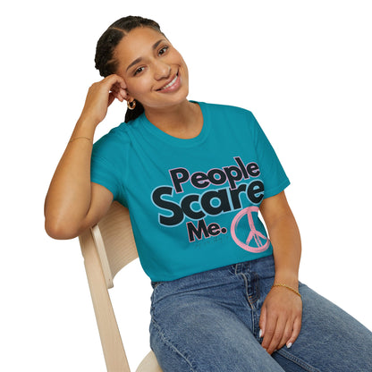 People Scare Me Unisex Softstyle T-Shirt- Peace Sign