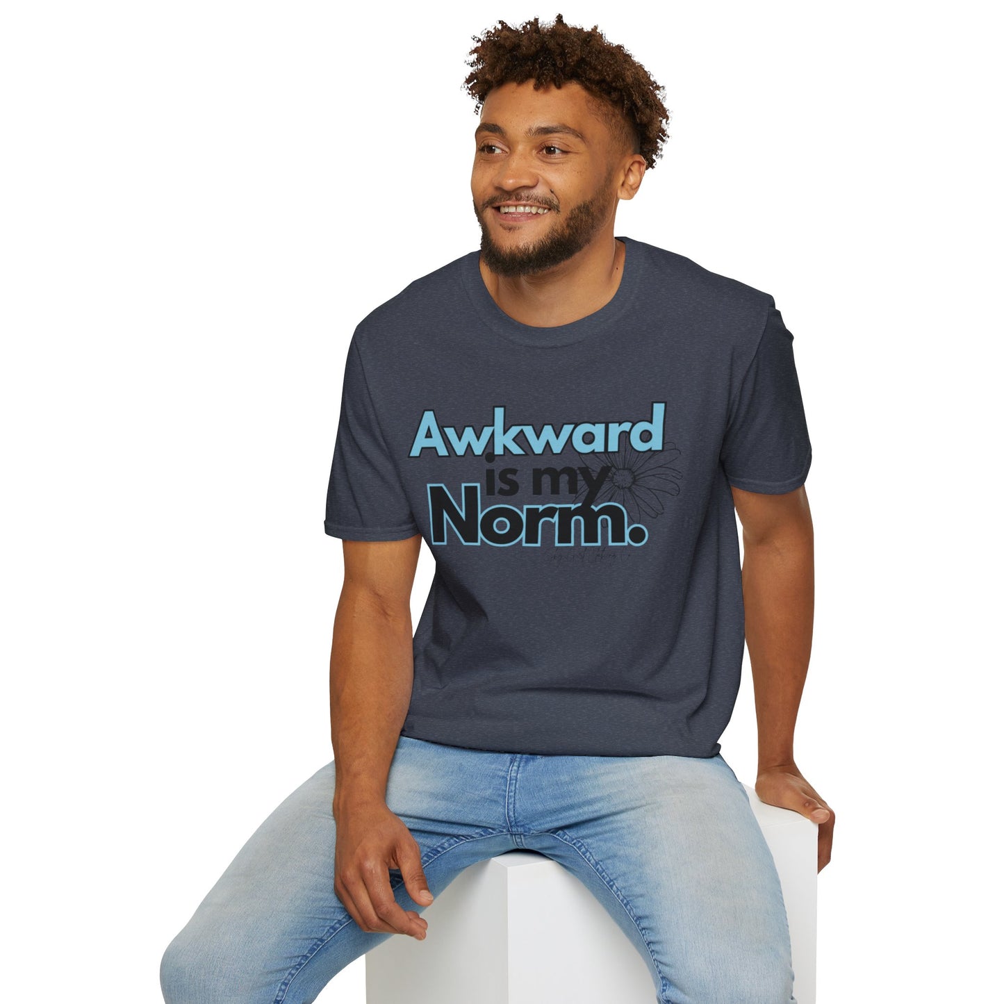 Awkward is my Norm Blue Unisex Softstyle T-Shirt- Floral