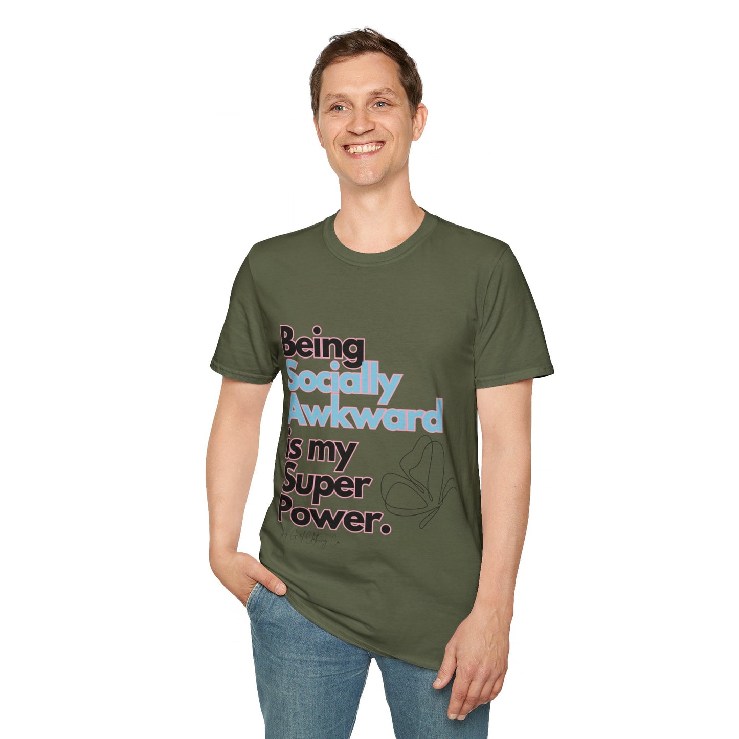 Being Socially Awkward is my Super Power Unisex Softstyle T-Shirt- Butterfly