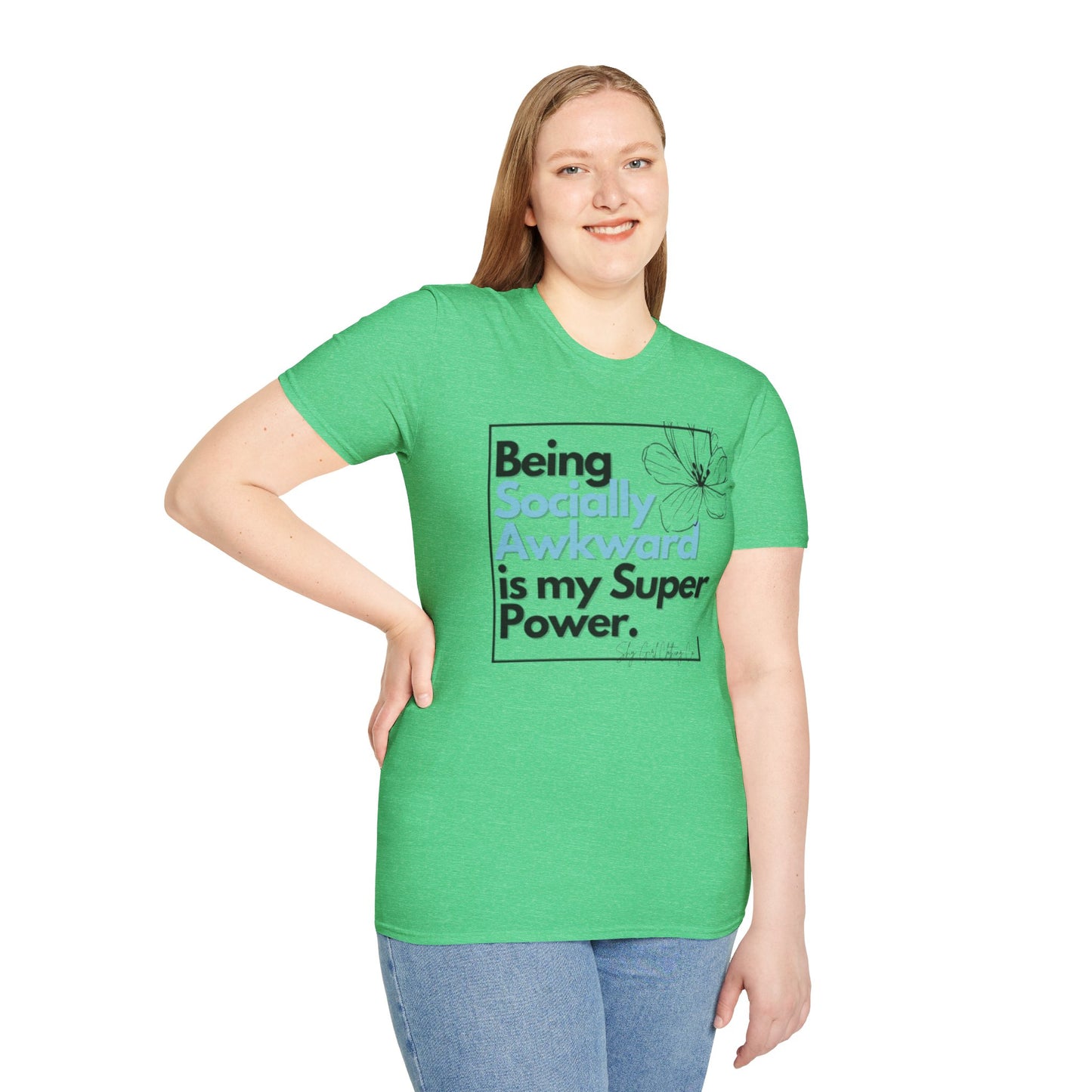 Being Socially Awkward is my Super Power Unisex Softstyle T-Shirt- Boxed Floral