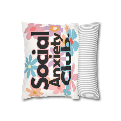 Social Anxiety Club Faux Suede Square Pillowcase- Floral