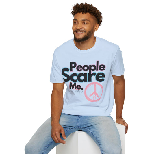 People Scare Me Unisex Softstyle T-Shirt- Peace Sign