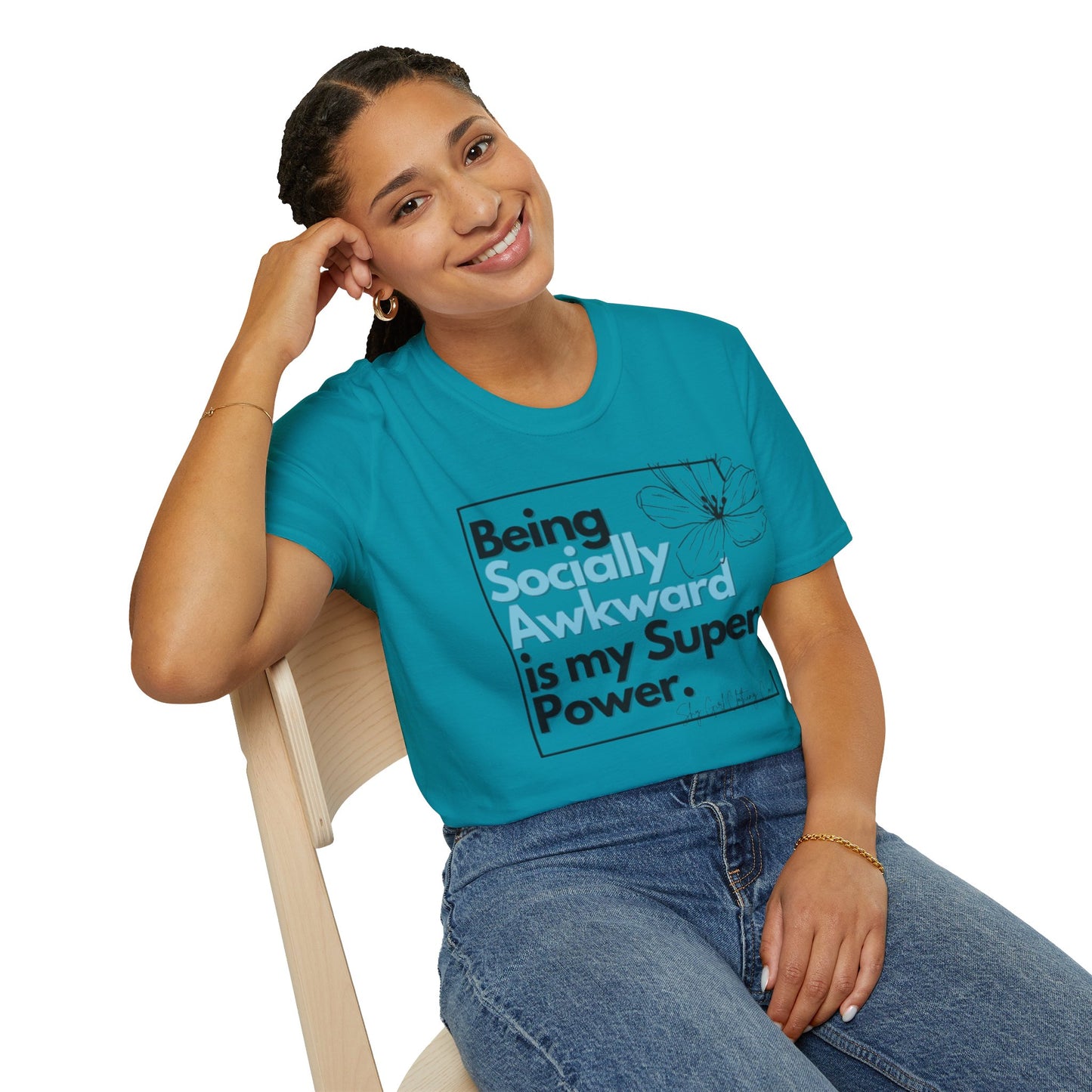 Being Socially Awkward is my Super Power Unisex Softstyle T-Shirt- Boxed Floral