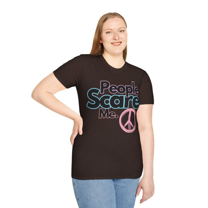 People Scare Me Unisex Softstyle T-Shirt- Peace Sign