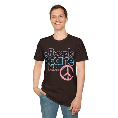 People Scare Me Unisex Softstyle T-Shirt- Peace Sign