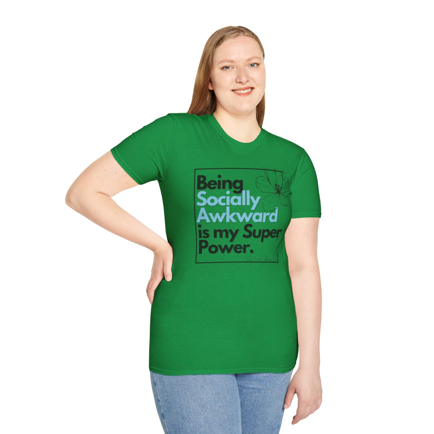 Being Socially Awkward is my Super Power Unisex Softstyle T-Shirt- Boxed Floral