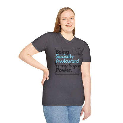 Being Socially Awkward is my Super Power Unisex Softstyle T-Shirt- Boxed Floral