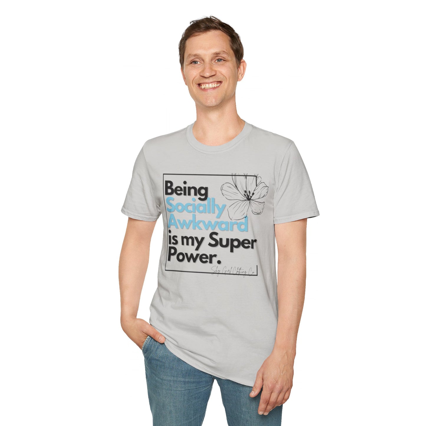 Being Socially Awkward is my Super Power Unisex Softstyle T-Shirt- Boxed Floral