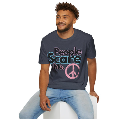 People Scare Me Unisex Softstyle T-Shirt- Peace Sign