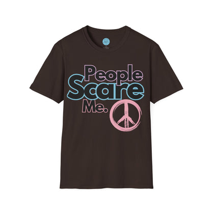 People Scare Me Unisex Softstyle T-Shirt- Peace Sign