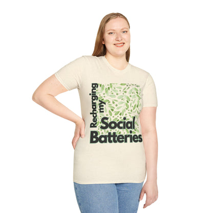 Recharging my Social Batteries Unisex Softstyle T-Shirt- Floral