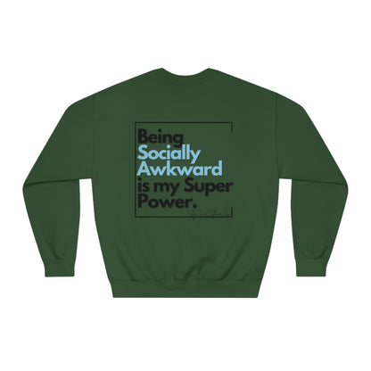 Being Socially Awkward Unisex DryBlend® Crewneck Sweatshirt- Standard Square Logo Back
