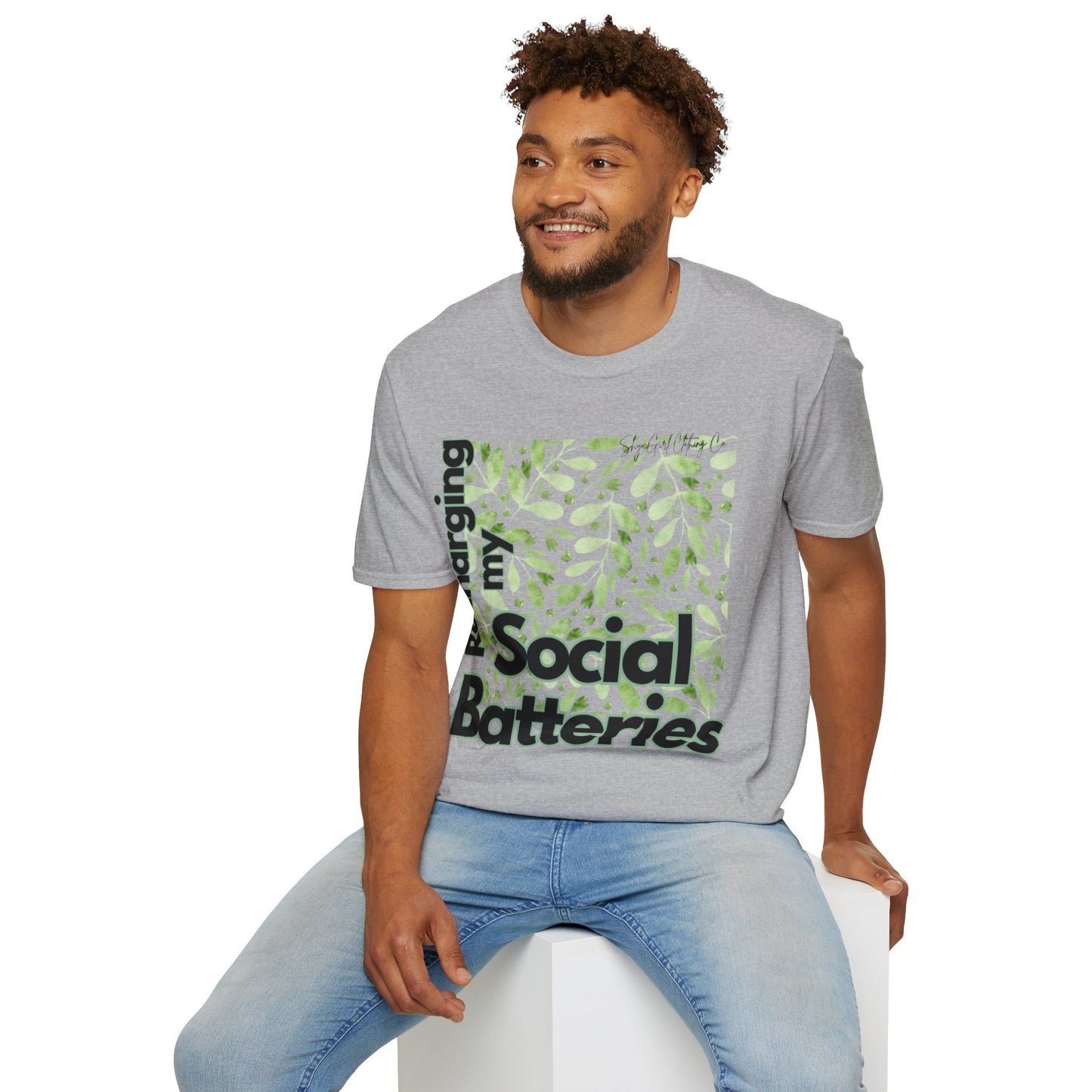 Recharging my Social Batteries Unisex Softstyle T-Shirt- Floral
