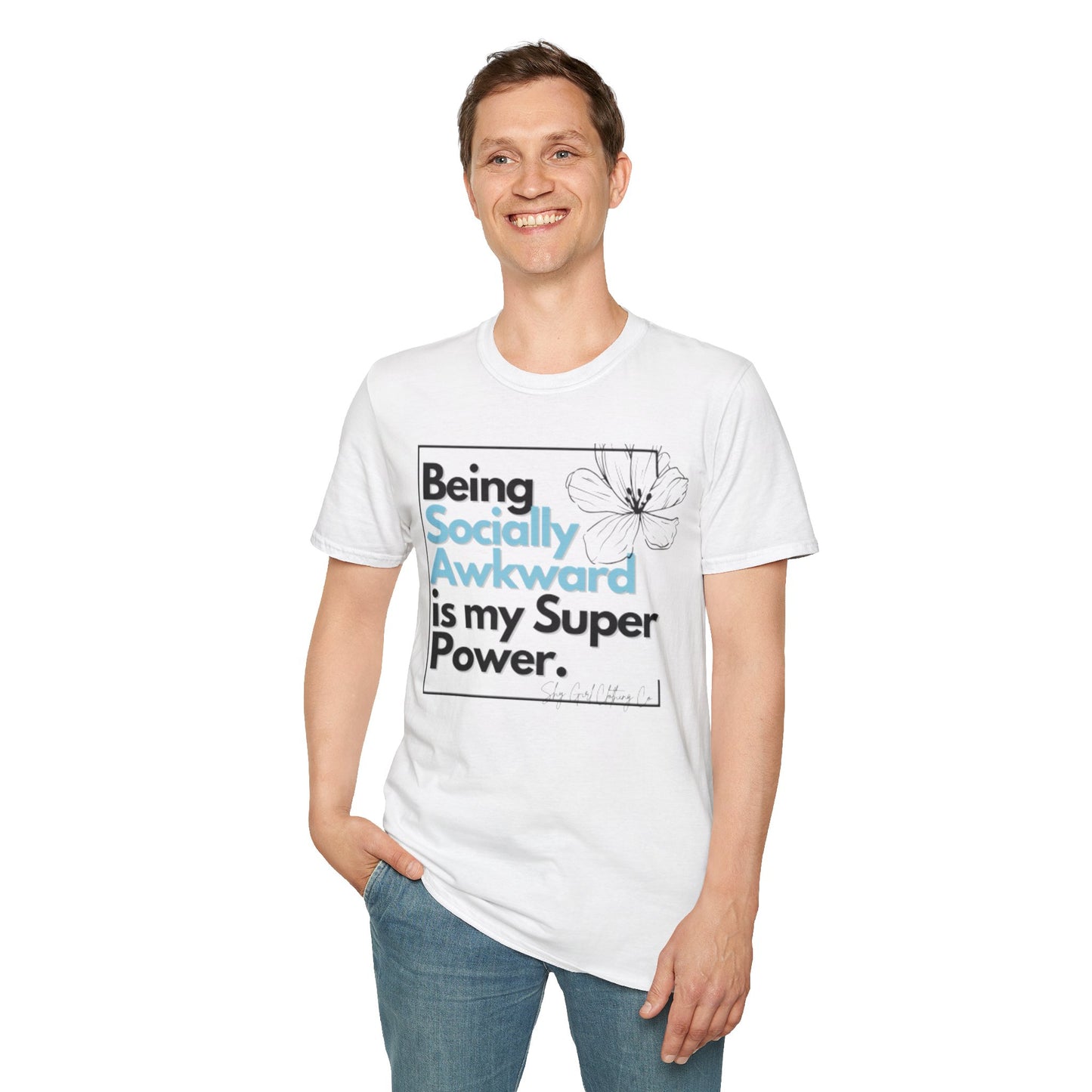Being Socially Awkward is my Super Power Unisex Softstyle T-Shirt- Boxed Floral