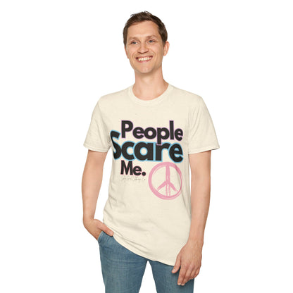 People Scare Me Unisex Softstyle T-Shirt- Peace Sign