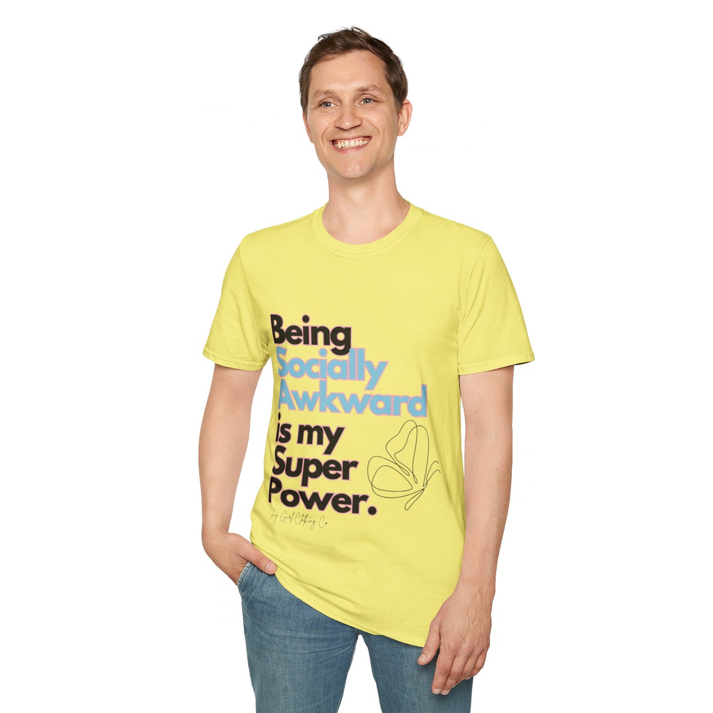 Being Socially Awkward is my Super Power Unisex Softstyle T-Shirt- Butterfly