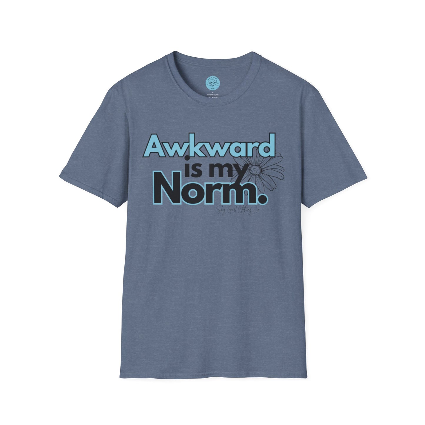 Awkward is my Norm Blue Unisex Softstyle T-Shirt- Floral
