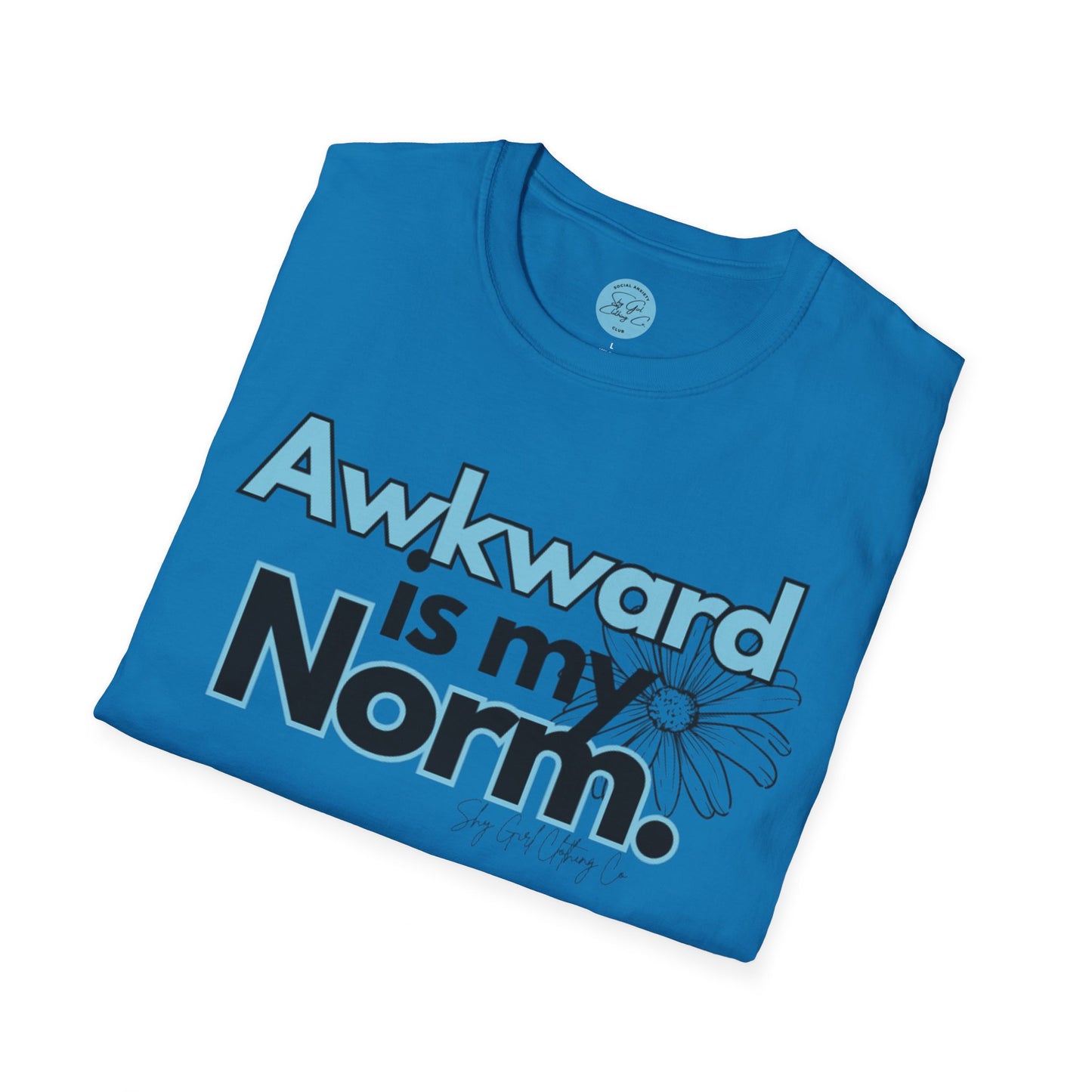 Awkward is my Norm Blue Unisex Softstyle T-Shirt- Floral