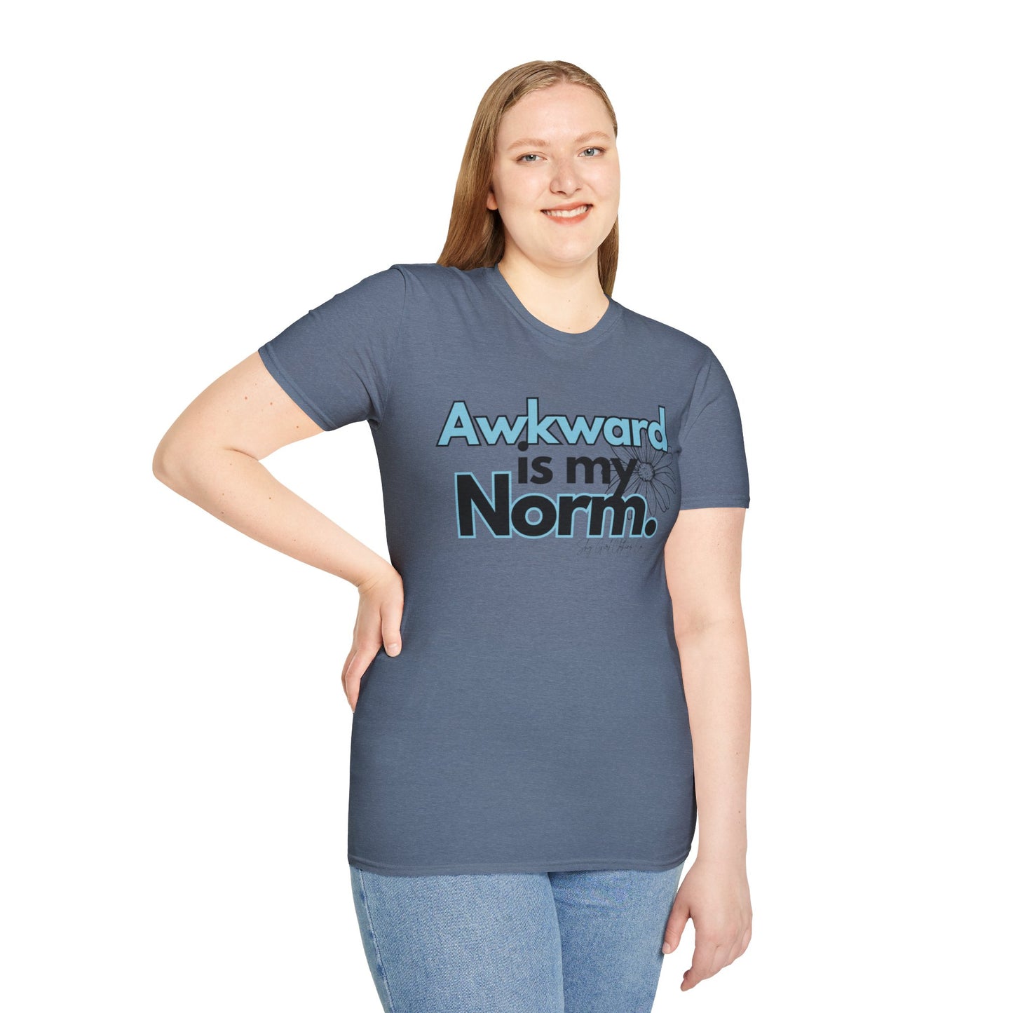Awkward is my Norm Blue Unisex Softstyle T-Shirt- Floral