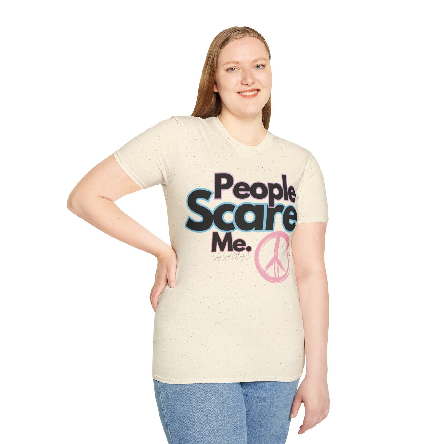 People Scare Me Unisex Softstyle T-Shirt- Peace Sign