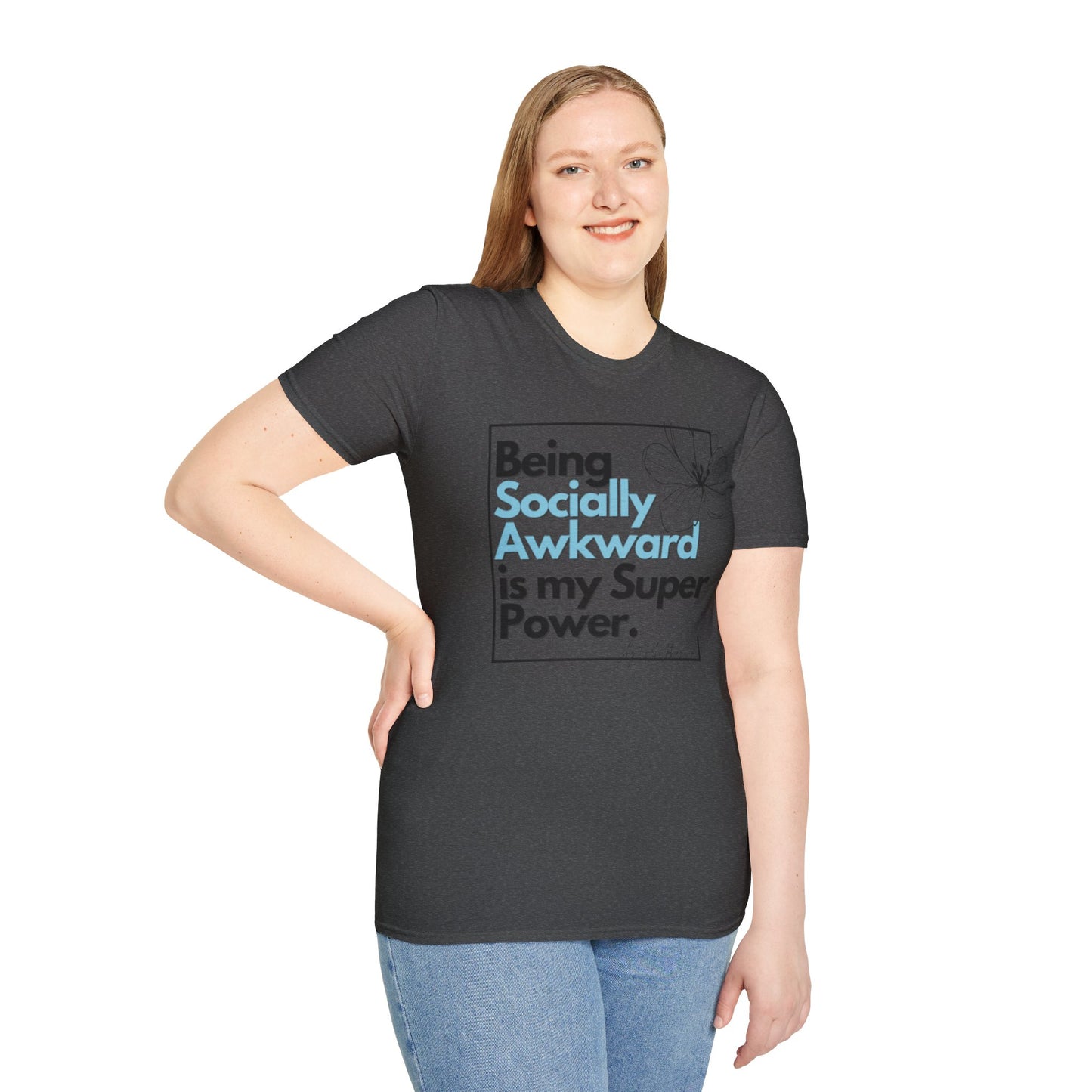 Being Socially Awkward is my Super Power Unisex Softstyle T-Shirt- Boxed Floral
