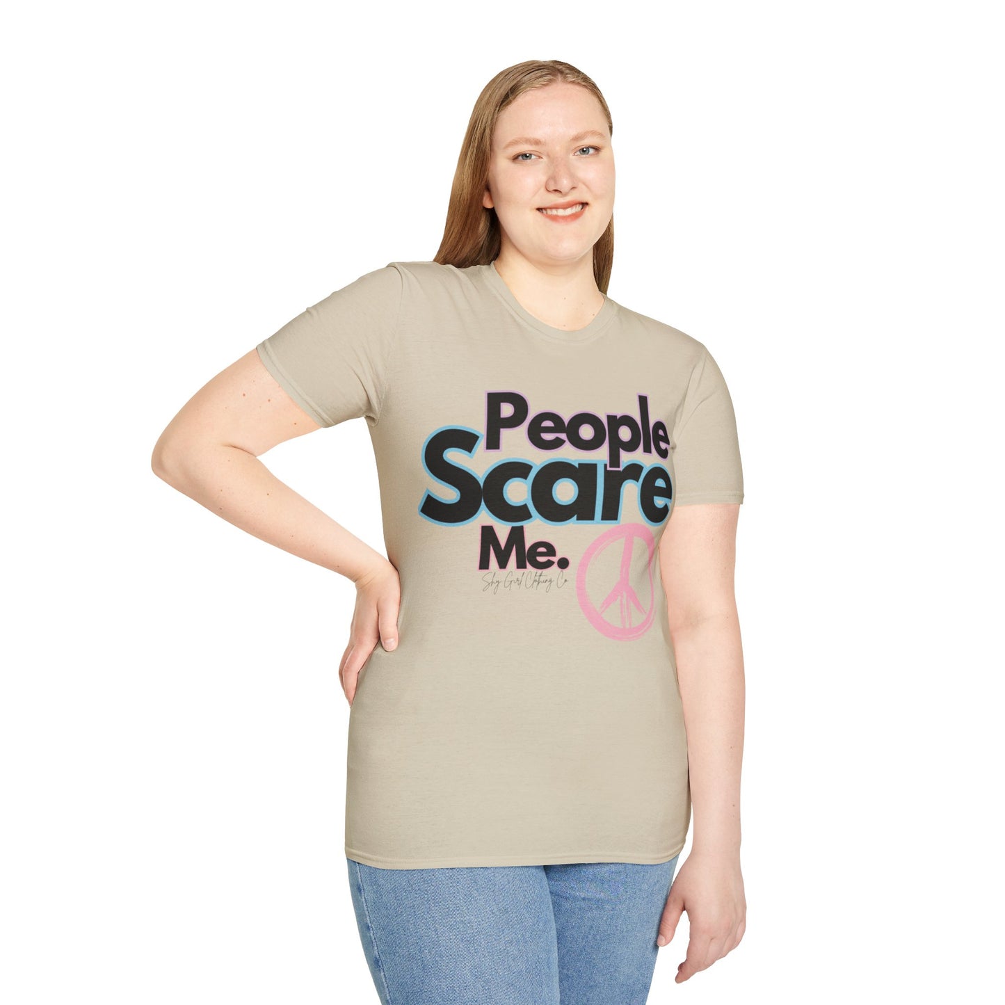 People Scare Me Unisex Softstyle T-Shirt- Peace Sign