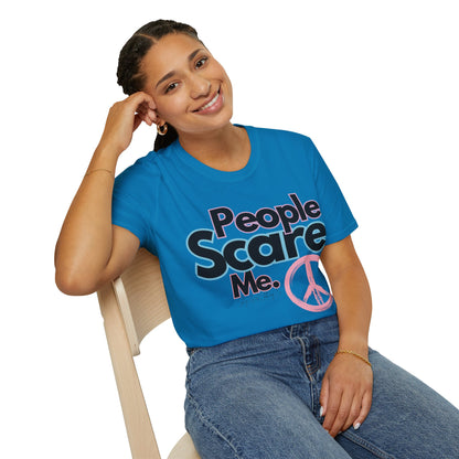 People Scare Me Unisex Softstyle T-Shirt- Peace Sign