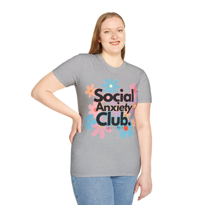 Social Anxiety Club Unisex Softstyle T-Shirt- Floral