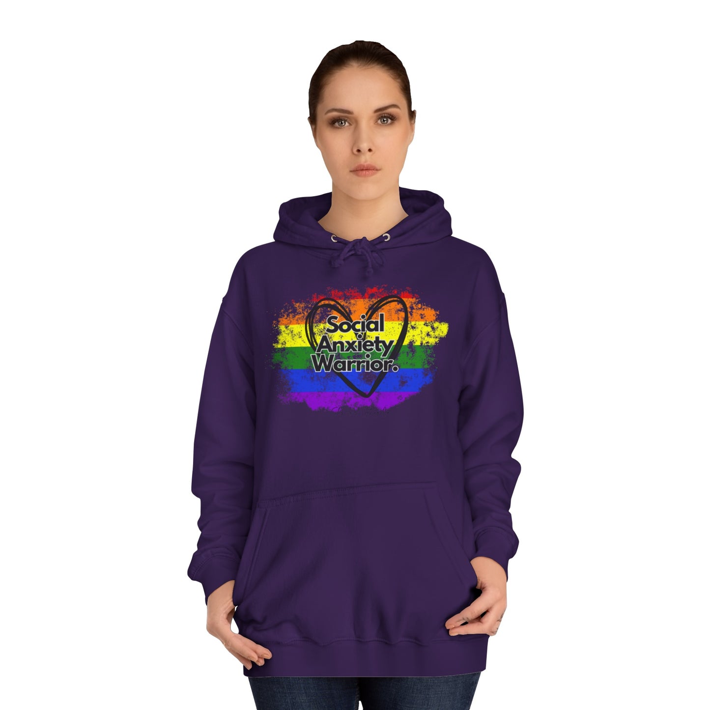 Rainbow Front Unisex College Hoodie