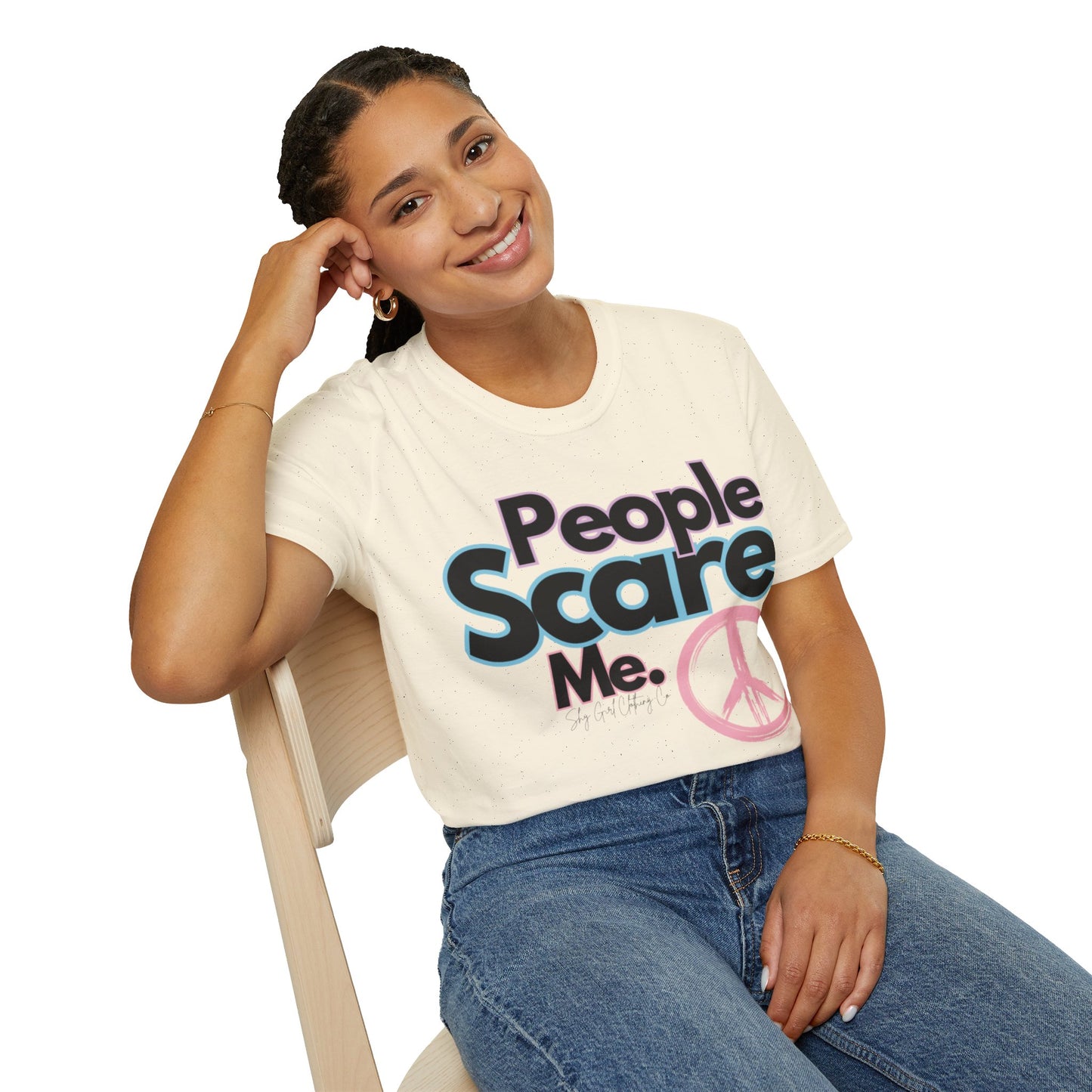 People Scare Me Unisex Softstyle T-Shirt- Peace Sign