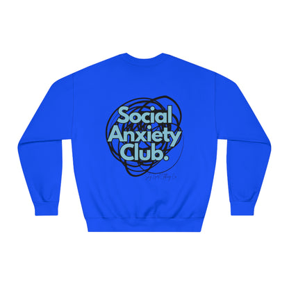 Social Anxiety Warrior Unisex DryBlend® Crewneck Sweatshirt- Standard Scribble Logo Back
