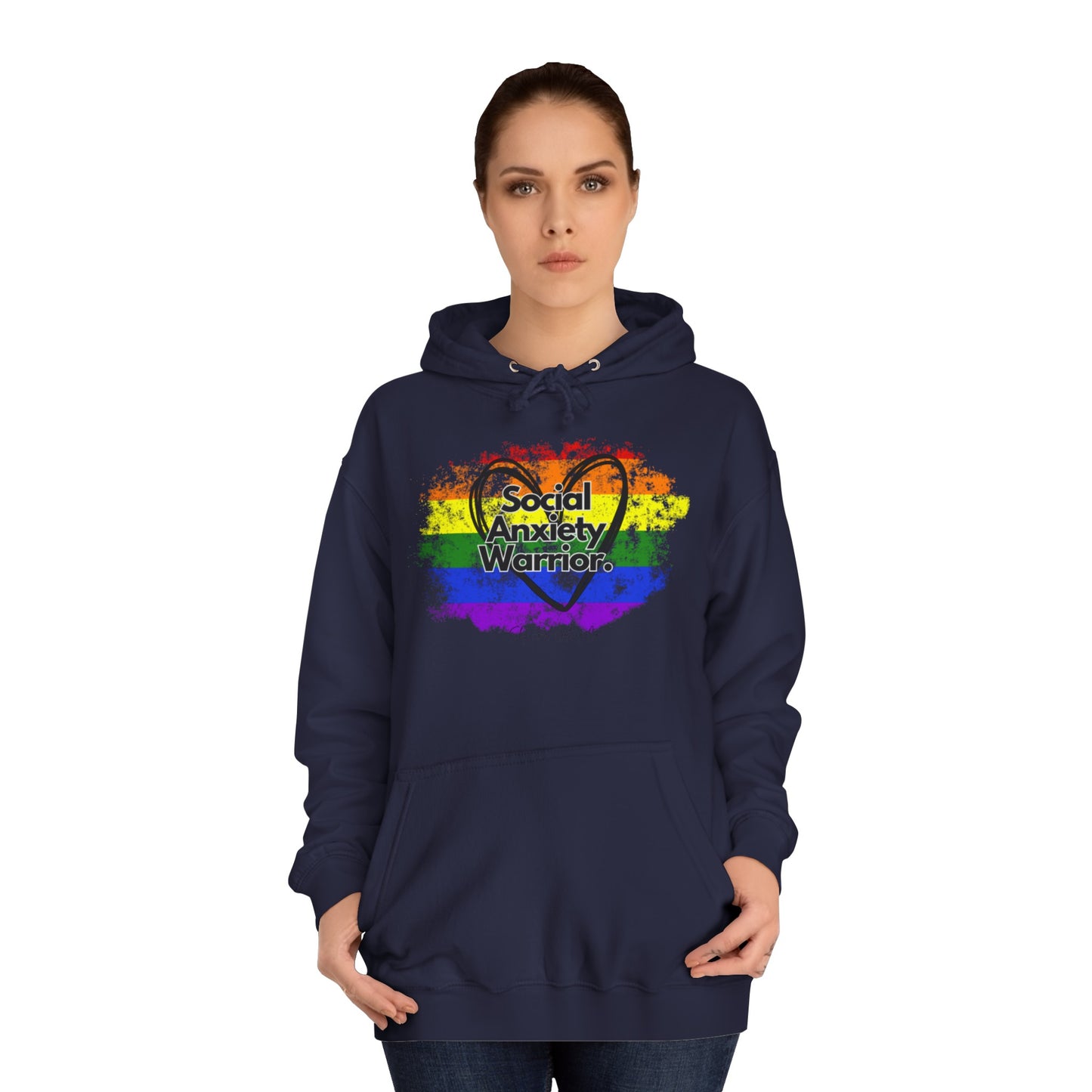 Rainbow Front Unisex College Hoodie