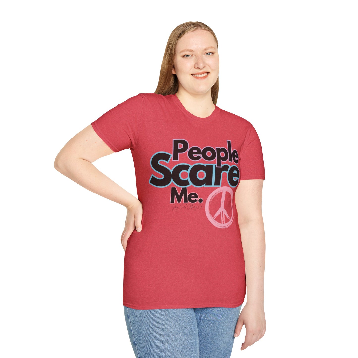 People Scare Me Unisex Softstyle T-Shirt- Peace Sign