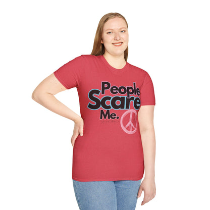 People Scare Me Unisex Softstyle T-Shirt- Peace Sign