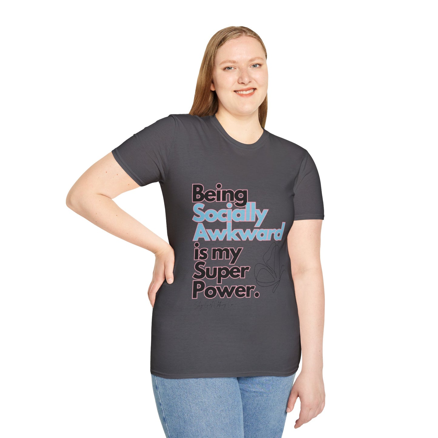Being Socially Awkward is my Super Power Unisex Softstyle T-Shirt- Butterfly