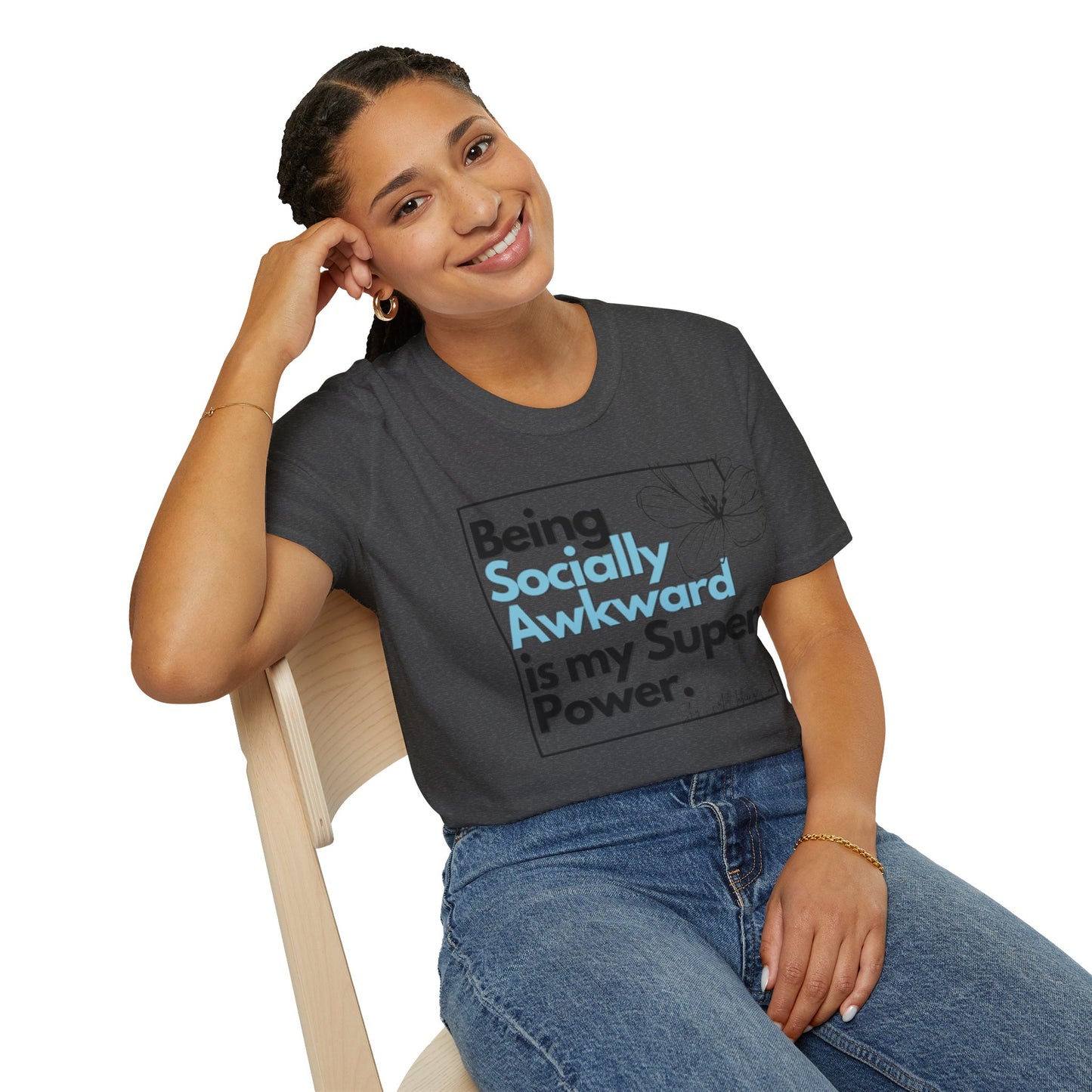 Being Socially Awkward is my Super Power Unisex Softstyle T-Shirt- Boxed Floral