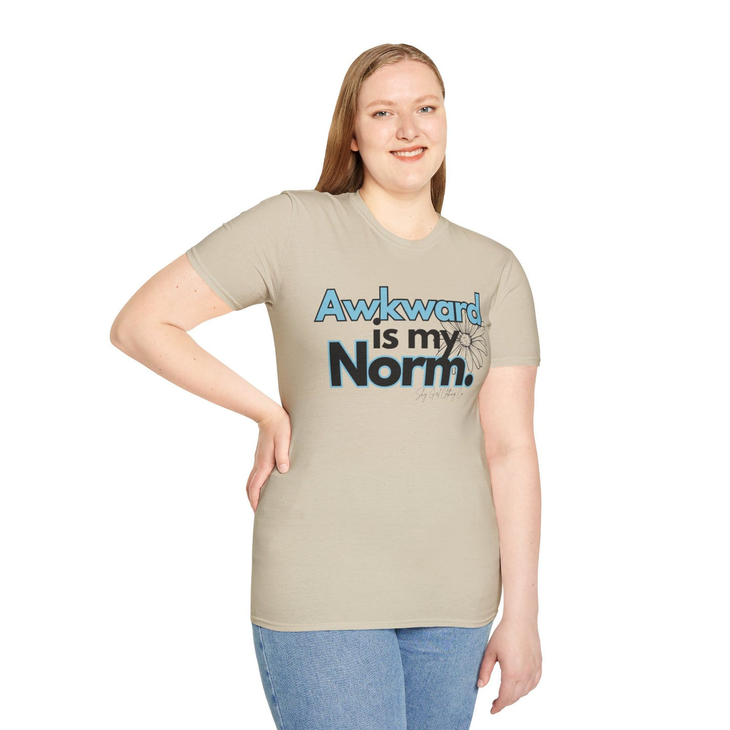 Awkward is my Norm Blue Unisex Softstyle T-Shirt- Floral