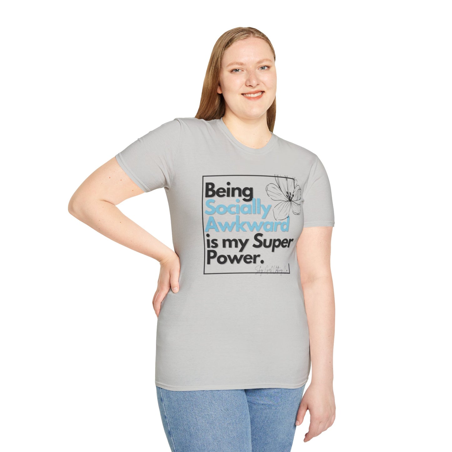 Being Socially Awkward is my Super Power Unisex Softstyle T-Shirt- Boxed Floral