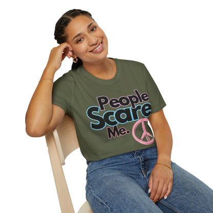 People Scare Me Unisex Softstyle T-Shirt- Peace Sign