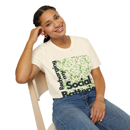 Recharging my Social Batteries Unisex Softstyle T-Shirt- Floral