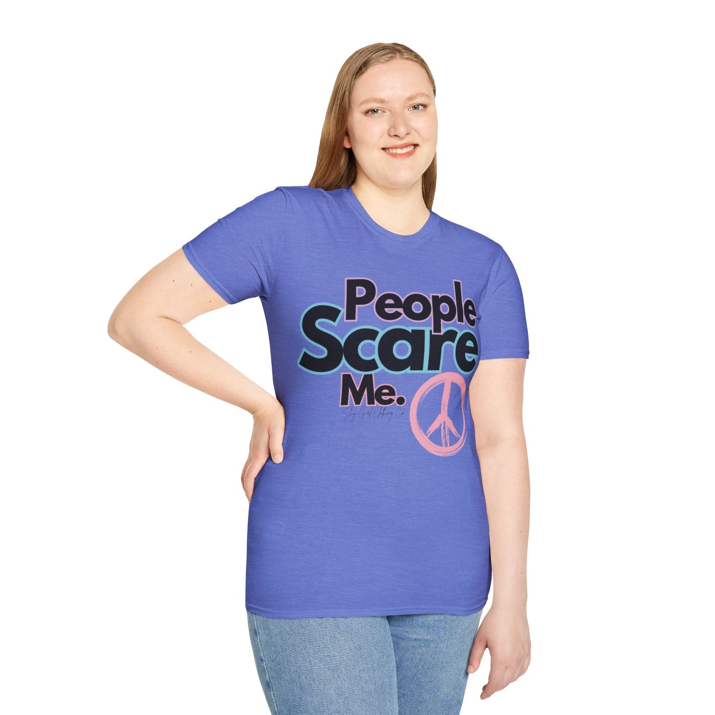 People Scare Me Unisex Softstyle T-Shirt- Peace Sign