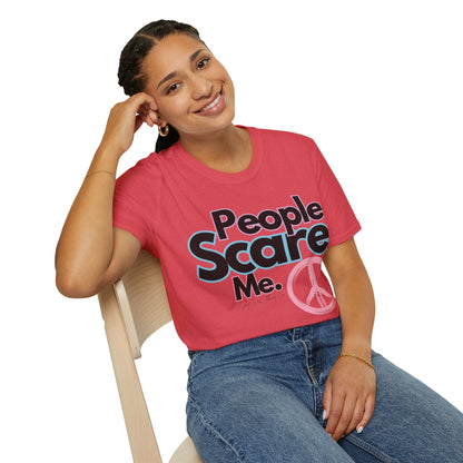 People Scare Me Unisex Softstyle T-Shirt- Peace Sign